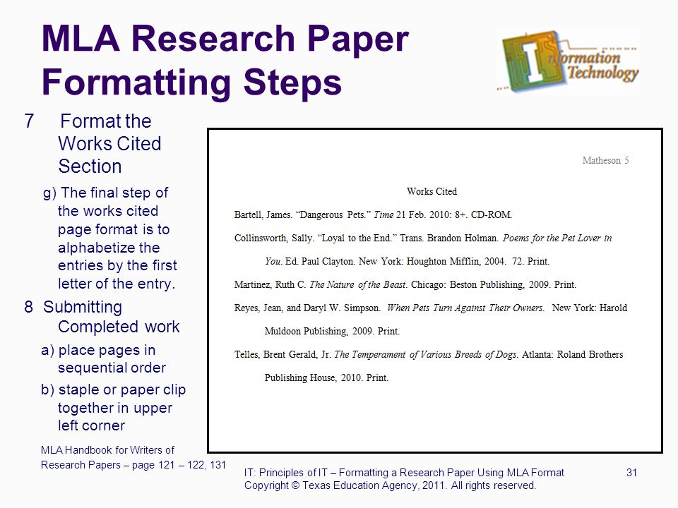 MLA College Research Paper Example