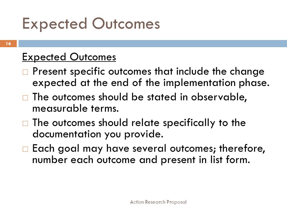 what is expected outcome in research proposal