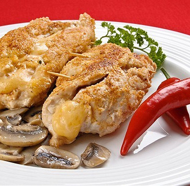 Рецепт Котлеты куриные, фаршированные куриной кнелью и грибами
