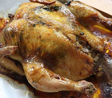 Рецепт Курица, фаршированная потрошками, с сыром и розмарином