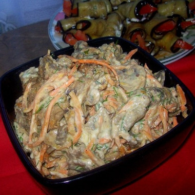 Рецепт Салат с печенью и корейской морковью