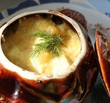 Рецепт Жаркое в горшочке с сыром и зеленью