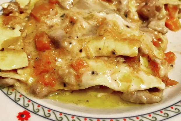 Лазанья с тыквой и куриной грудкой