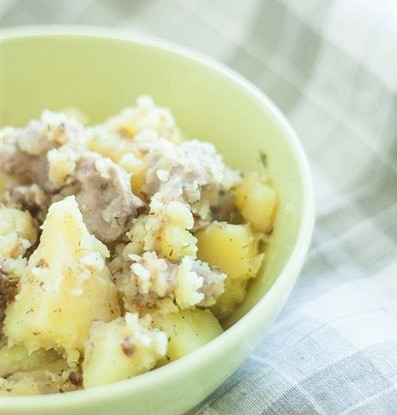 Куриные желудки с картошкой